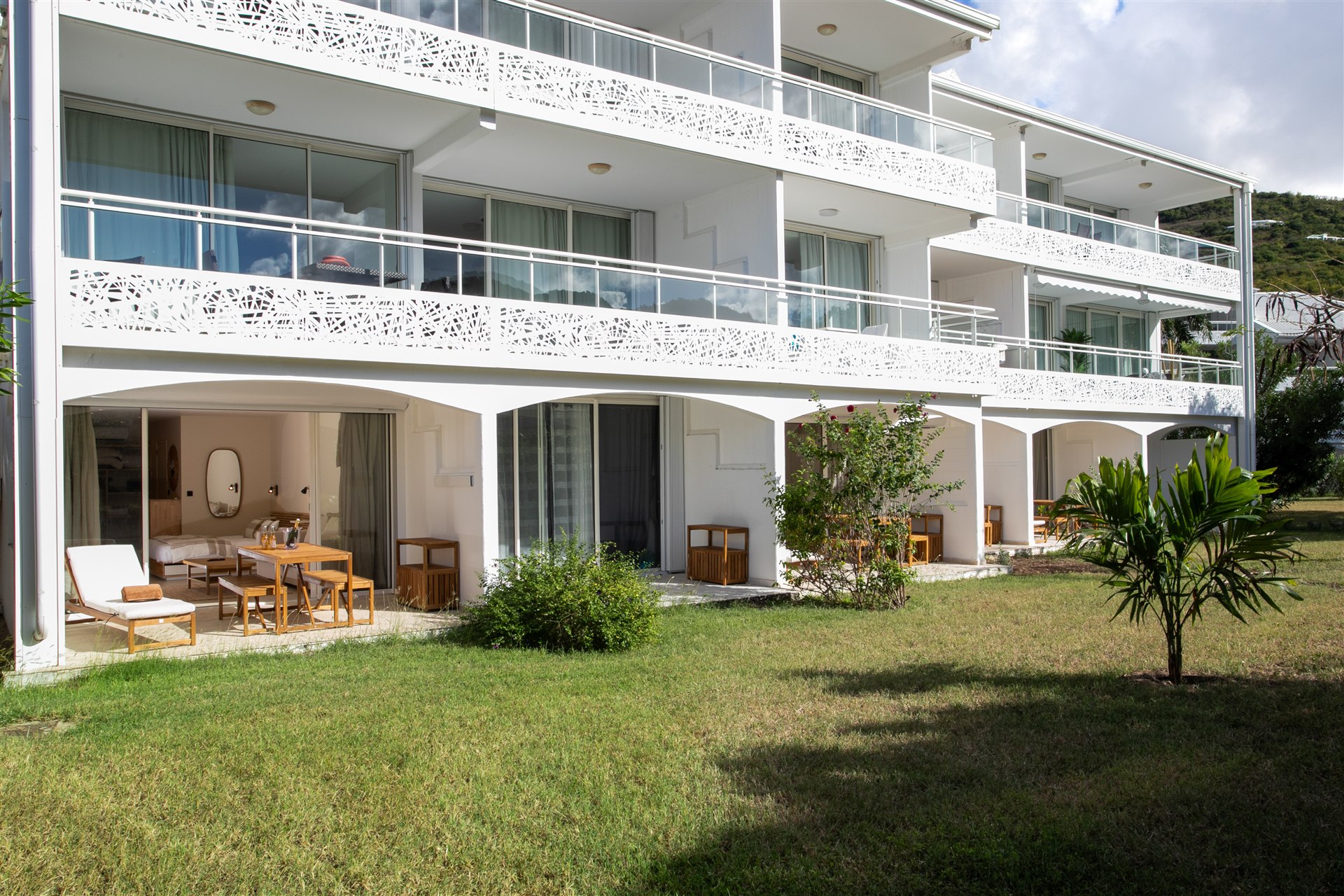 The garden-level apartments